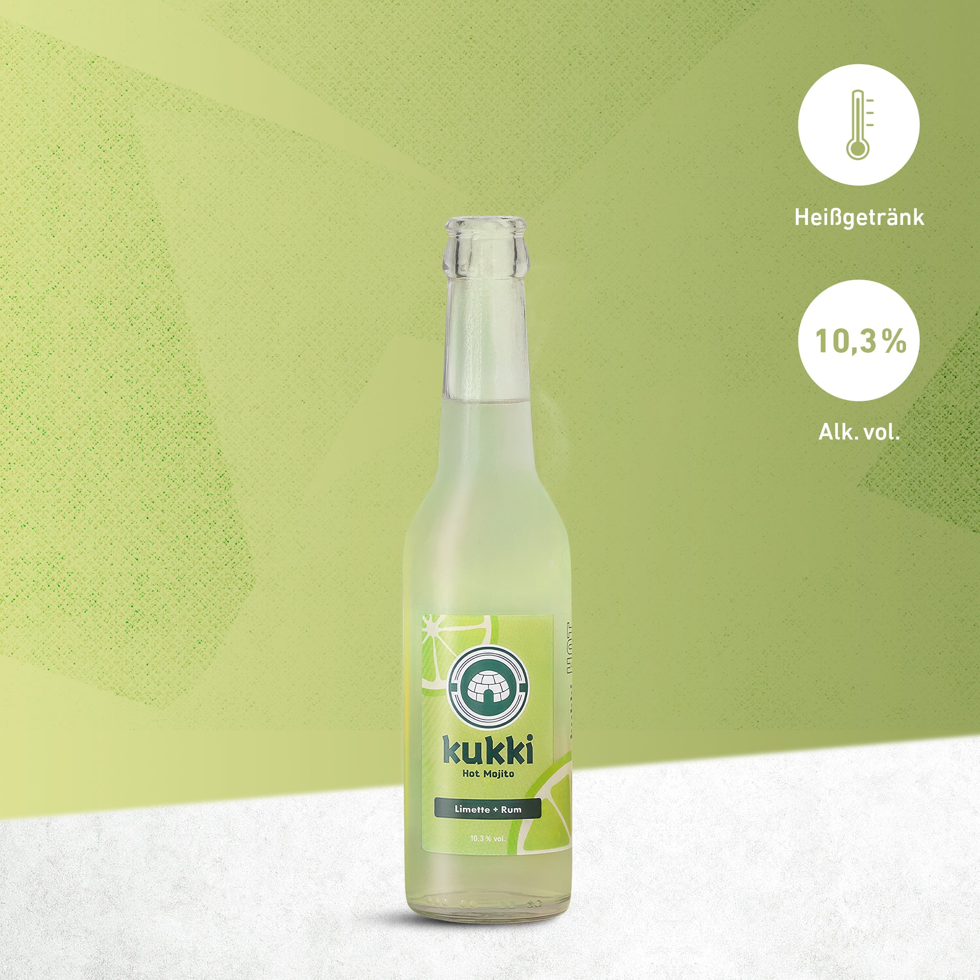 kukki Cocktail Mojito in gefrosteter Glasflasche mit Limettengeschmack