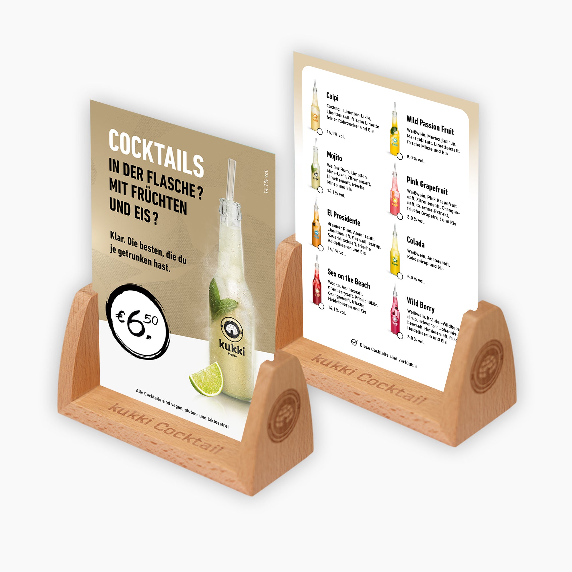 Holztischaufsteller - kukki Cocktail