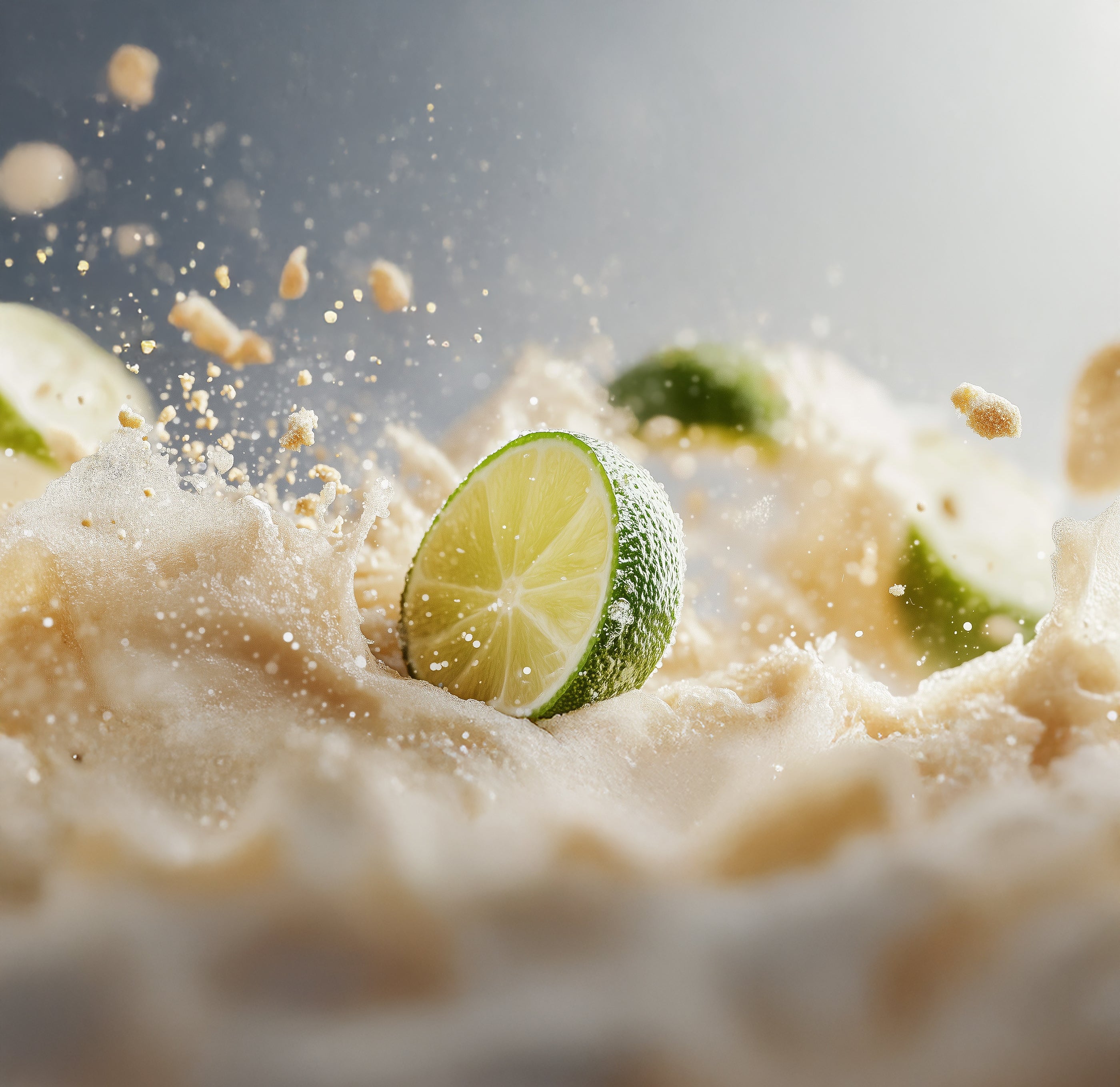 Frische Limettenscheibe in kukki Cocktail Caipi Glasflasche.