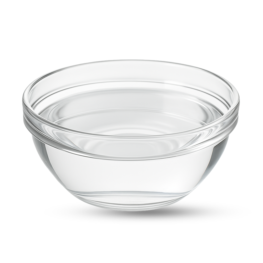 Runde Klarglas-Schale mit dickem Rand, leer und minimalistisch