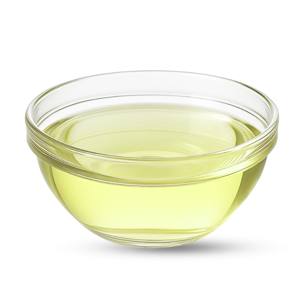 Rundes Glas mit hellgelber Flüssigkeit und klaren Reflexionen